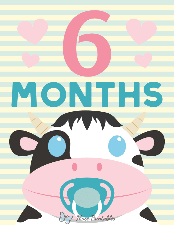 6 Months Old Animal Baby Milestone Sign