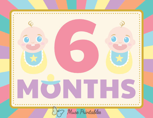 6 Months Old Colorful Baby Milestone Sign