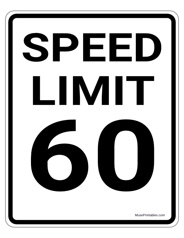 Printable 60 MPH Speed Limit Sign
