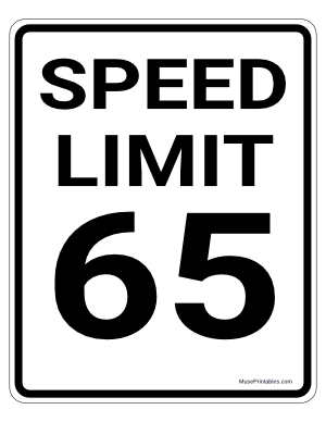 65 MPH Speed Limit Sign