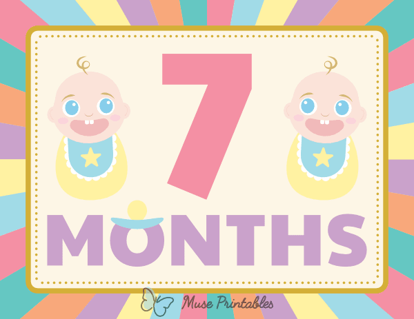 7 Months Old Colorful Baby Milestone Sign