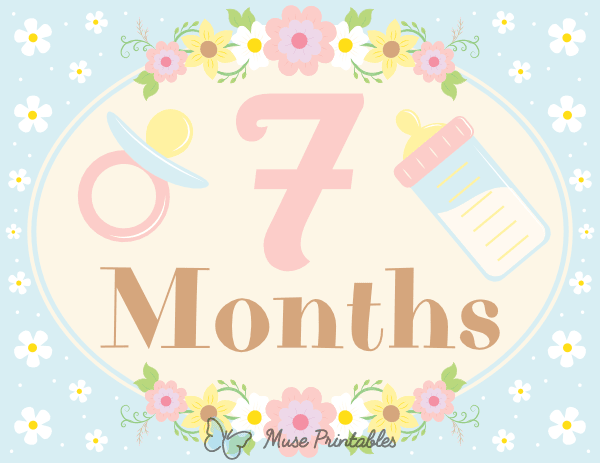 7 Months Old Floral Baby Milestone Sign