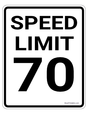 70 MPH Speed Limit Sign