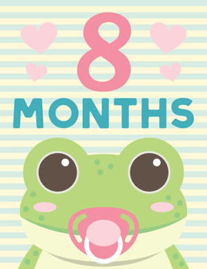 8 Months Old Animal Baby Milestone Sign