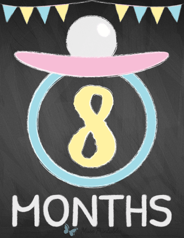 8 Months Old Chalkboard Baby Milestone Sign