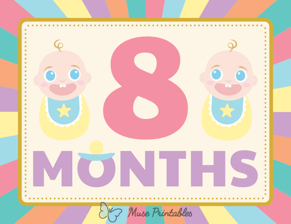8 Months Old Colorful Baby Milestone Sign
