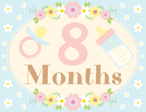 8 Months Old Floral Baby Milestone Sign