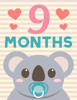 9 Months Old Animal Baby Milestone Sign