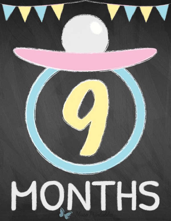 9 Months Old Chalkboard Baby Milestone Sign