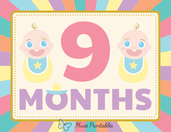 9 Months Old Colorful Baby Milestone Sign