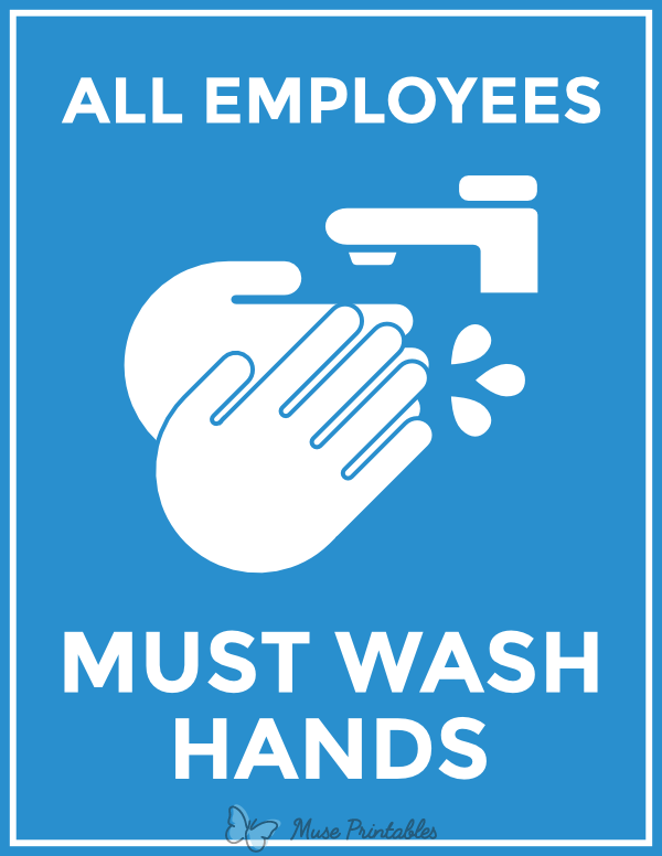 Employees Wash Hands Sign