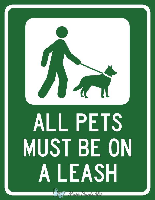 All Pets Must Be on a Leash Sign