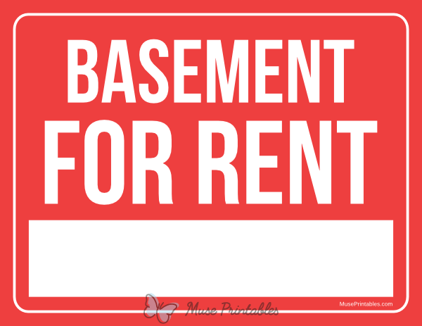 Printable Basement For Rent Sign