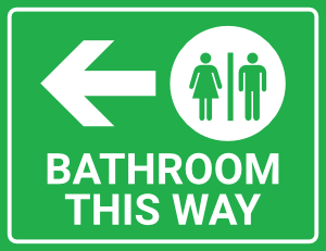 Bathroom This Way Left Arrow Sign