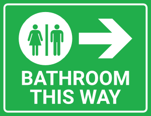 Bathroom This Way Right Arrow Sign