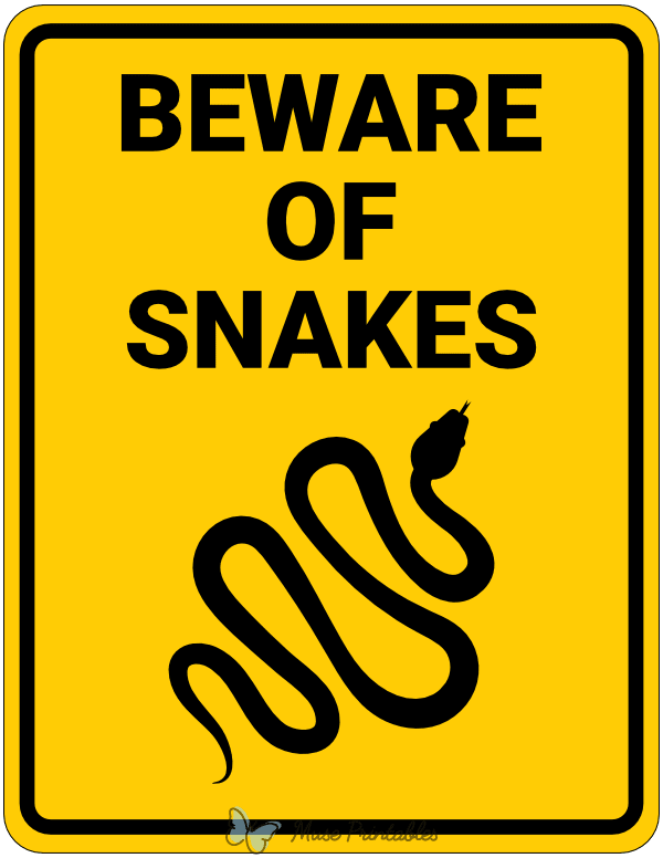 Beware of Snakes Sign