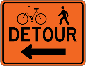 Bicycle and Pedestrian Detour Left Sign