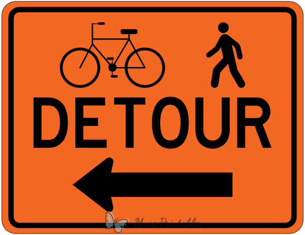 Bicycle and Pedestrian Detour Left Sign