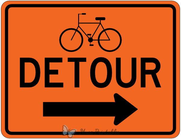 Bicycle Detour Right Sign