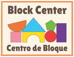 Bilingual Block Classroom Center Sign