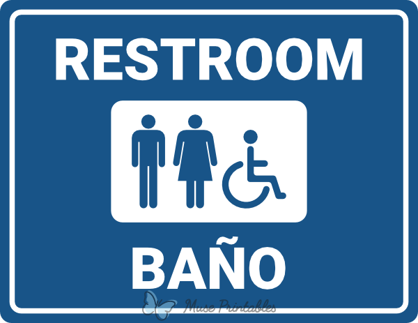 Bilingual English and Spanish Restroom Sign