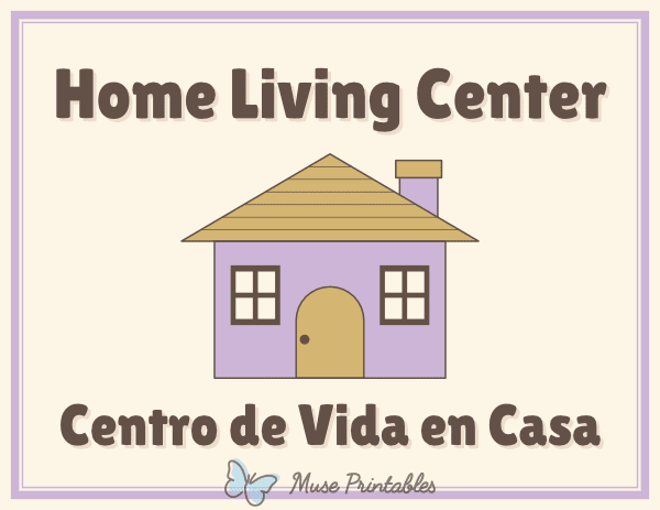 Bilingual Home Living Classroom Center Sign