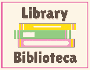 Bilingual Library Classroom Center Sign