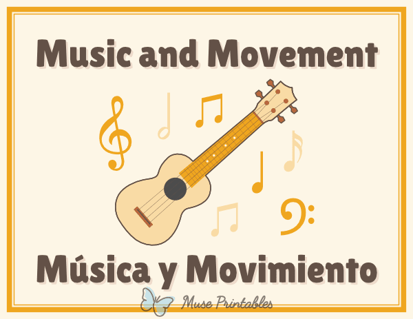 Bilingual Music and Movement Classroom Center Sign