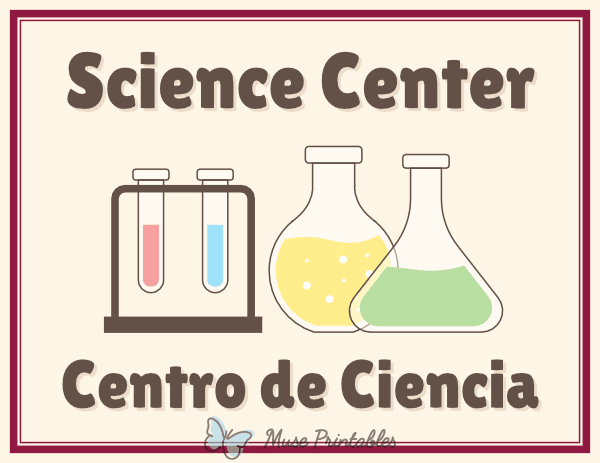Bilingual Science Classroom Center Sign
