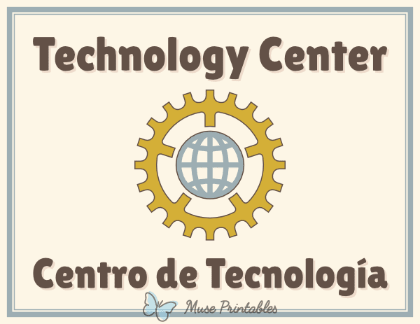Bilingual Technology Classroom Center Sign