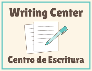 Bilingual Writing Classroom Center Sign