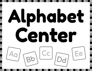 Black and White Alphabet Classroom Center Sign