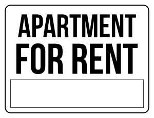 Black and White Apartment For Rent Sign