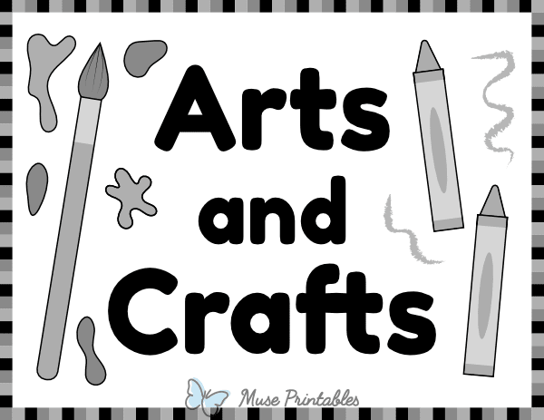 Black and White Arts and Crafts Classroom Center Sign