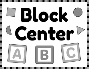 Black and White Block Classroom Center Sign