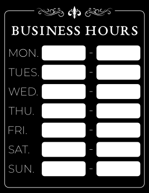 Black and White Business Hours Sign