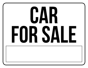 Black and White Car For Sale Sign
