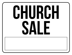 Black and White Church Sale Sign