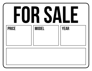 Black and White Detailed Car For Sale Sign