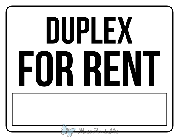 Black and White Duplex For Rent Sign