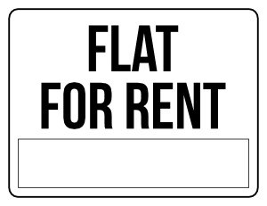 Black and White Flat For Rent Sign