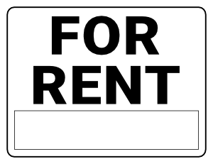 Black and White For Rent Sign