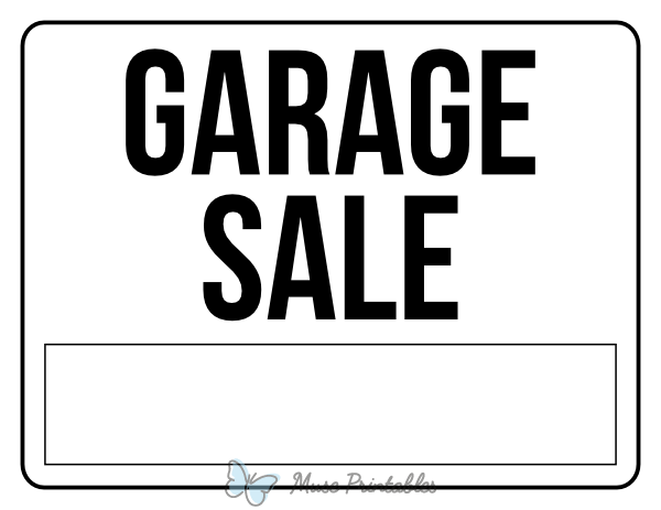 Printable Black and White Garage Sale Sign