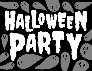 Black and White Halloween Party Sign
