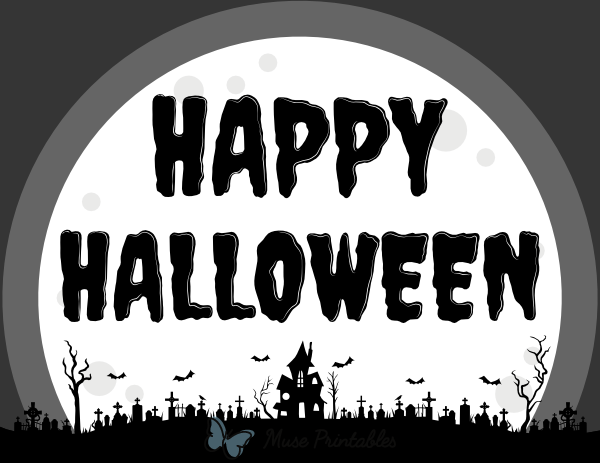 Black and White Happy Halloween Sign