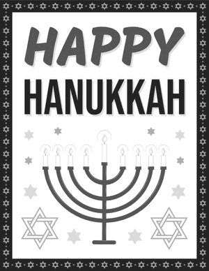 Black and White Happy Hanukkah Sign