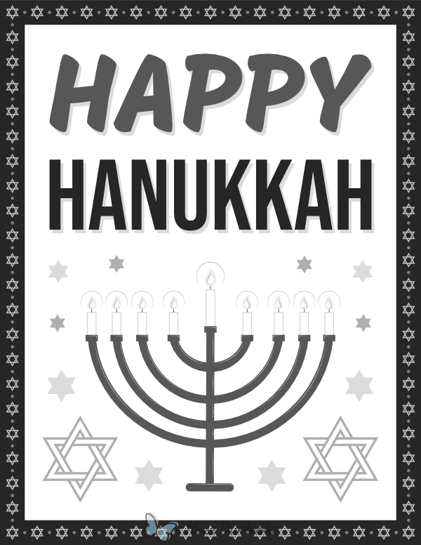 Black and White Happy Hanukkah Sign