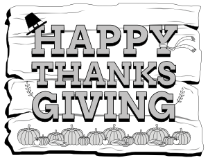 Black and White Happy Thanksgiving Sign