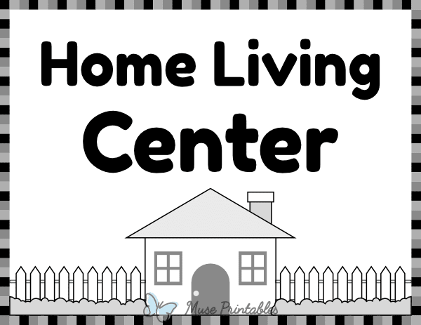 Black and White Home Living Classroom Center Sign