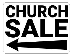 Black and White Left Arrow Church Sale Sign